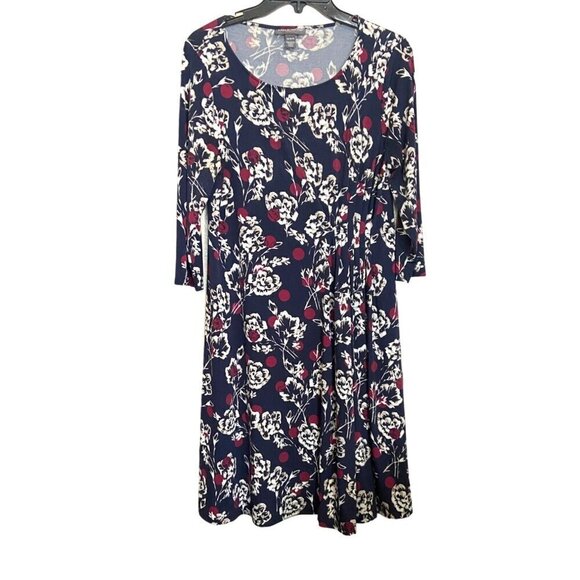 A Pea In The Pod Maternity Dress M/M Floral Navy & Red - Picture 1 of 4